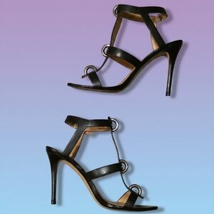 Enzo Angiolini Black T-Strap Heels | Tassel Detail Sandals Size 7